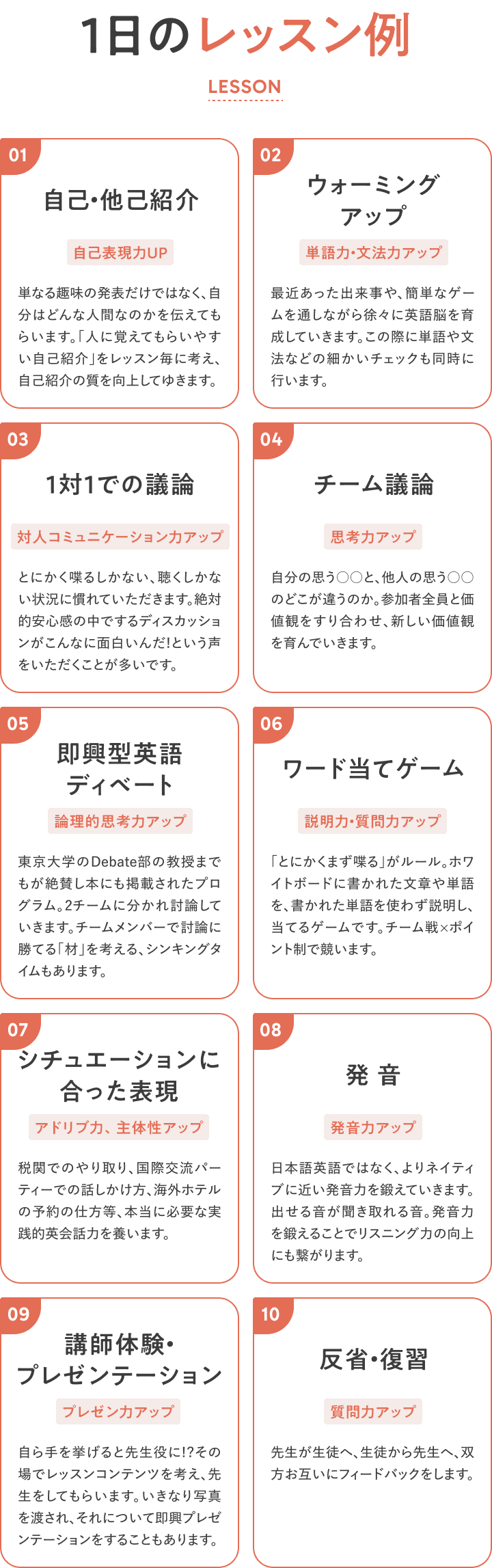 1日のレッスン例